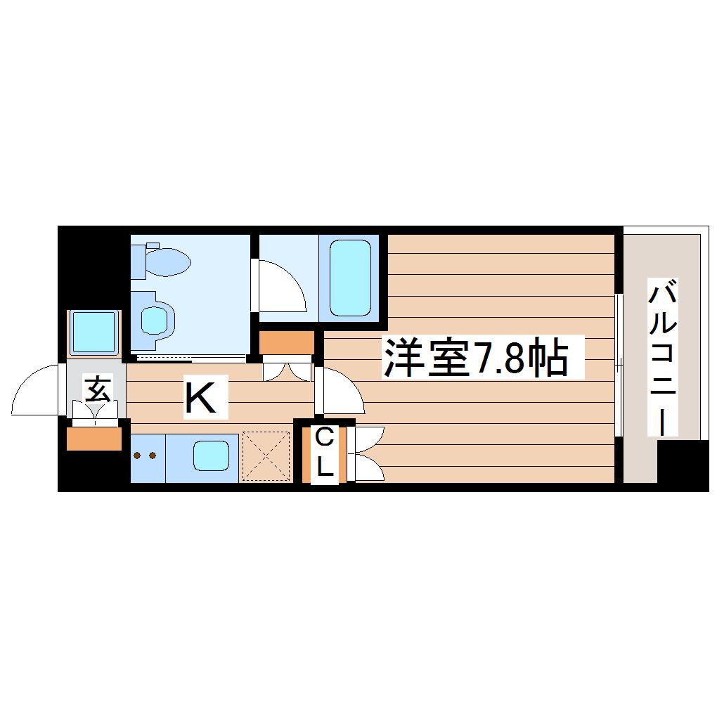 レジデンス片平(1K/4階)の間取り写真