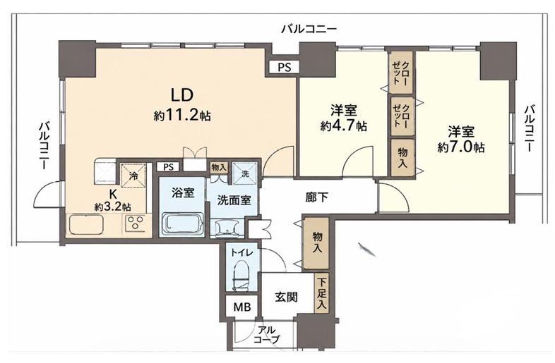 ファミール KOUZ TOWER(2LDK/10階)の間取り写真