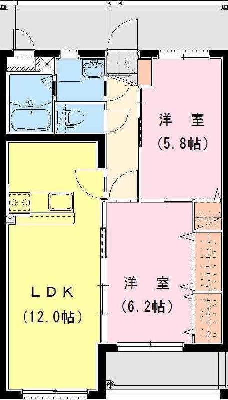 EINS Ⅱ(2LDK/3階)の間取り写真