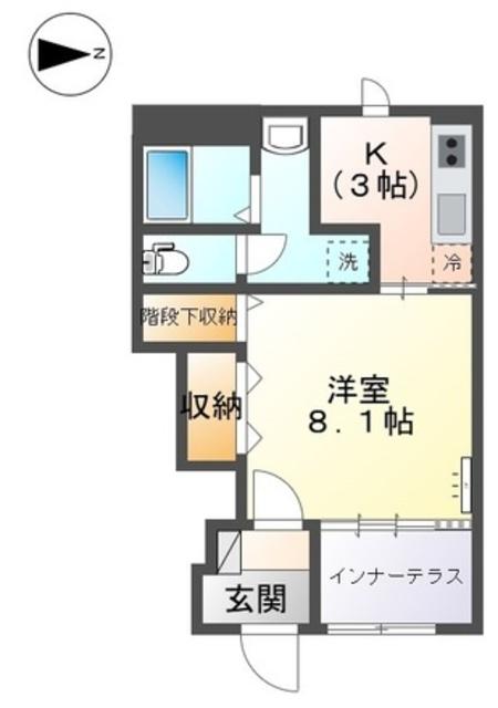 リヴィエール林(1K/1階)の間取り写真