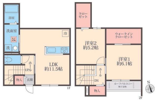 BLOOM OURT(2LDK/1階)の間取り写真