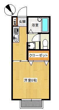 ライフエース山陽(1K/1階)の間取り写真