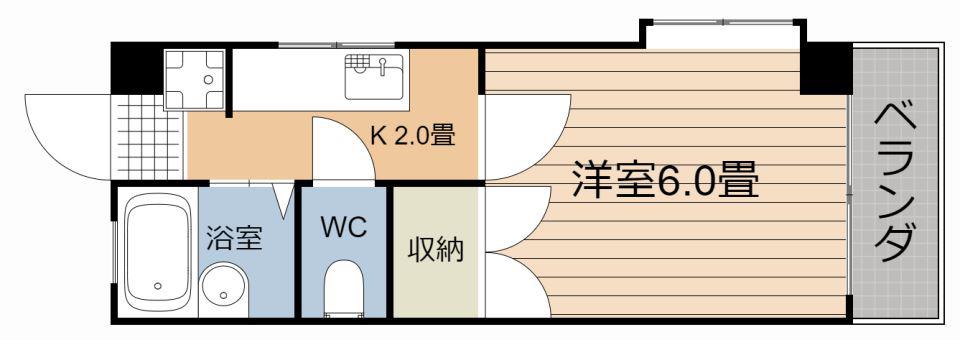 エントピア鴨池第8(1K/4階)の間取り写真