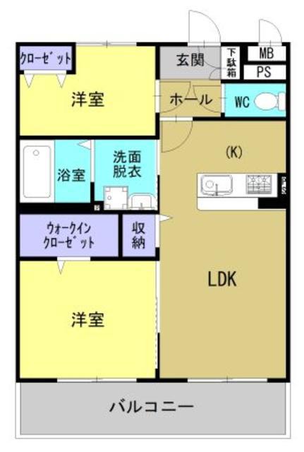 クレリア嬉野(2LDK/1階)の間取り写真