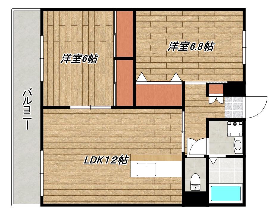 リバーサイド東玉(2LDK/2階)の間取り写真