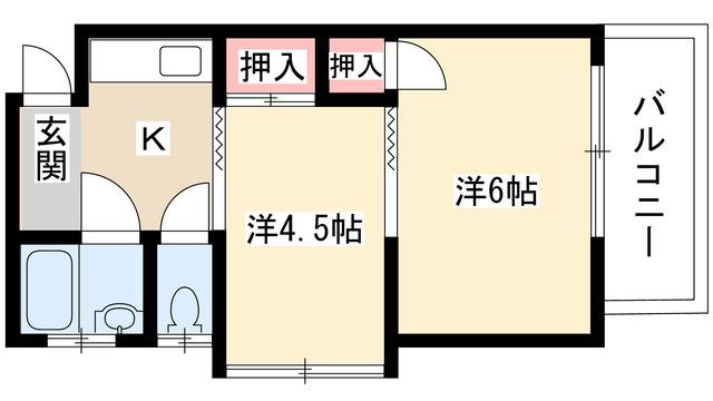 北ハイツ(2K/2階)の間取り写真