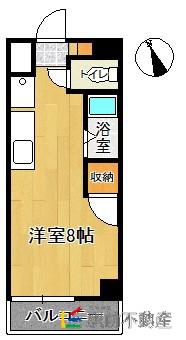 サンフィールドII古賀(ワンルーム/3階)の間取り写真