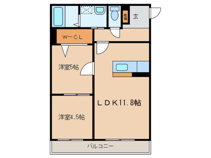 GREEN AWAY(2LDK/2階)の間取り写真