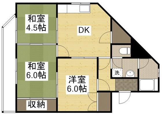 本通6丁目ビル(3DK/1階)の間取り写真