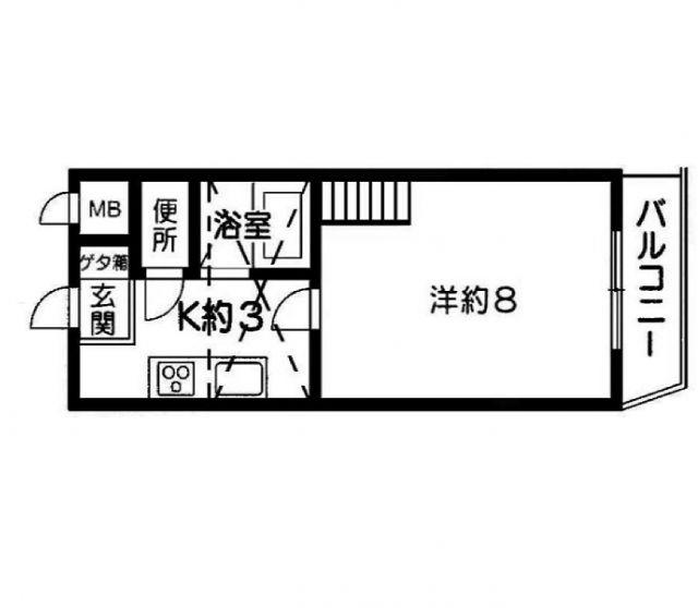 ジュネス鴨池I(1K/4階)の間取り写真