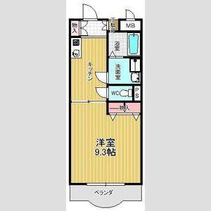 フォンティーヌ徳重(1DK/1階)の間取り写真