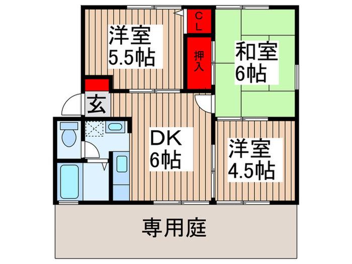 メゾンエスポワール(3DK/1階)の間取り写真