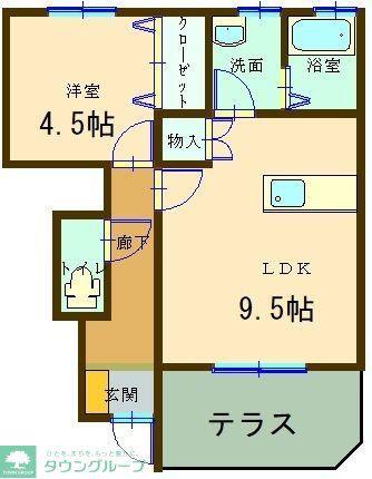 パルティール A A(1LDK/1階)の間取り写真