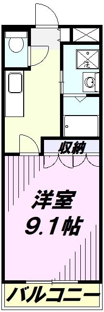 ストロベリーフィールド(1K/3階)の間取り写真