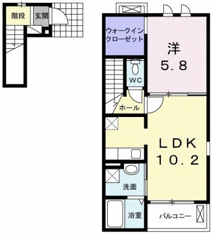 ボヌールA(1LDK/2階)の間取り写真