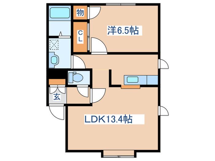 ルトゥール(1LDK/2階)の間取り写真