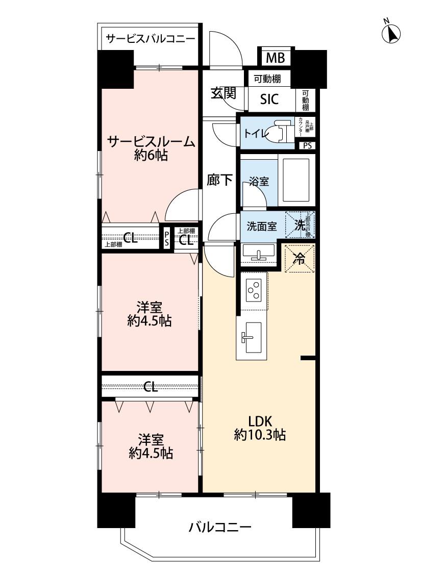 春日部マンション(3LDK/2階)の間取り写真