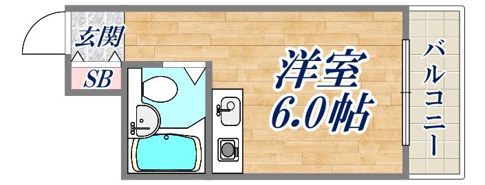パラツィーナ夙川東(ワンルーム/5階)の間取り写真