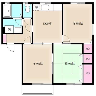 ウエスト二番館(3DK/2階)の間取り写真