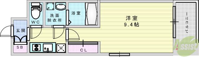 FLAT34新大阪南(1K/8階)の間取り写真