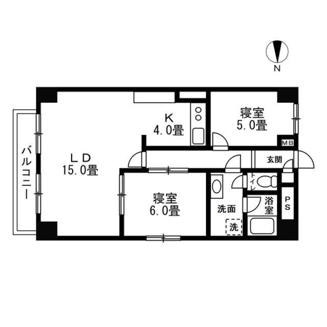 チュリス西麻布(2LDK/4階)の間取り写真