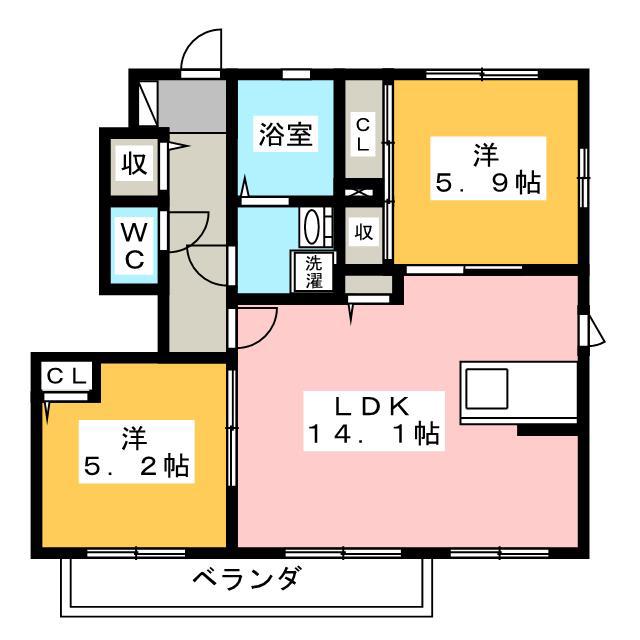 ルミナス和合(2LDK/1階)の間取り写真