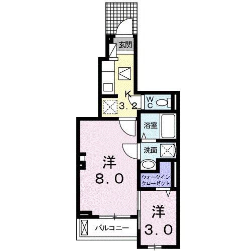アンジュVI(1SK/1階)の間取り写真