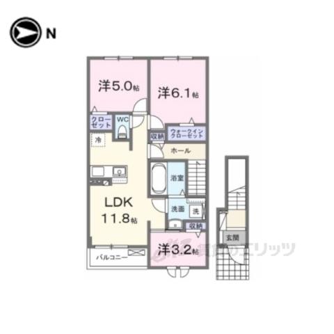 クラール倉治A(3LDK/2階)の間取り写真