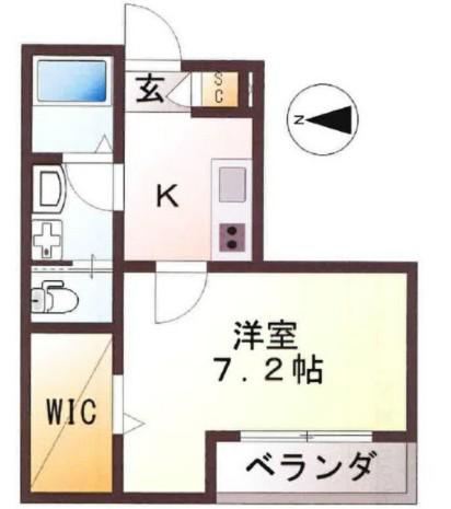 ヒルサイド見附町(1K/1階)の間取り写真