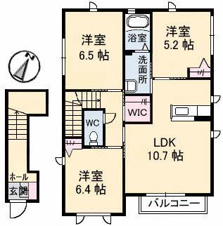 ラポール イチマサ II(3LDK/2階)の間取り写真