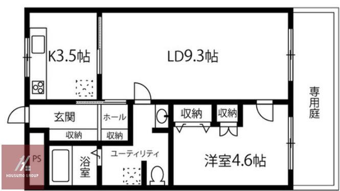 豊里グリーンハイツ(1LDK/1階)の間取り写真