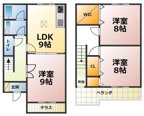 サンビヨーズ中北(3DK/1階)の間取り写真