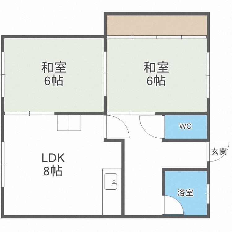 福寿荘(2LDK/1階)の間取り写真
