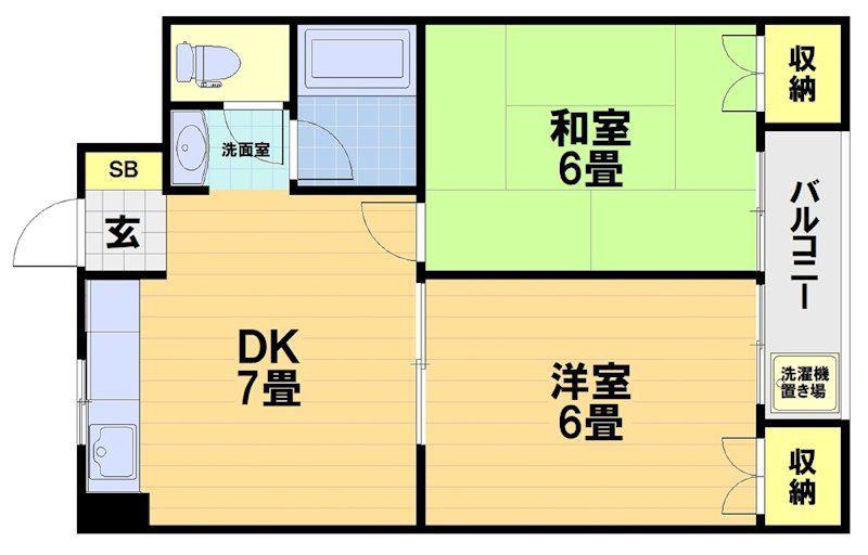 ハムロハイツ杉田A棟(2DK/3階)の間取り写真