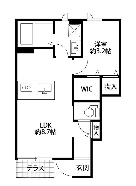 サウスコート(1LDK/1階)の間取り写真