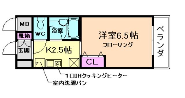 カーサ天神(1K/1階)の間取り写真