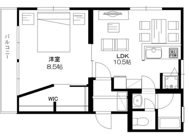 田辺ビル(1LDK/1階)の間取り写真