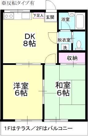 グランドール北習志野(2DK/2階)の間取り写真