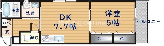グローパレス小路PART3(1DK/3階)の間取り写真