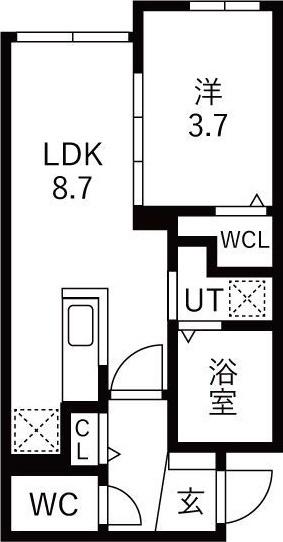 ONE STAGE麻生(1LDK/2階)の間取り写真