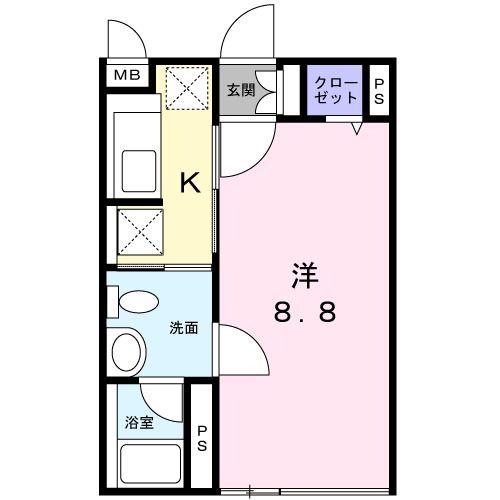 グラースビオラ・SE(1K/2階)の間取り写真