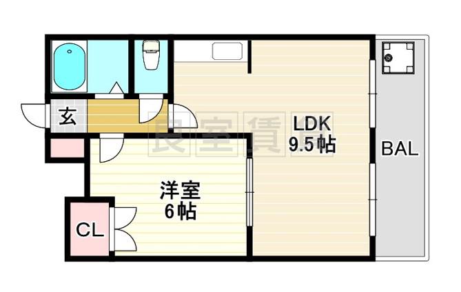 エスタ植田(1LDK/2階)の間取り写真