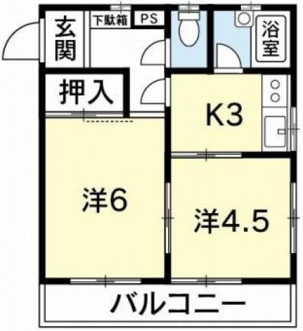 南福島ビューハイツ(2K/2階)の間取り写真