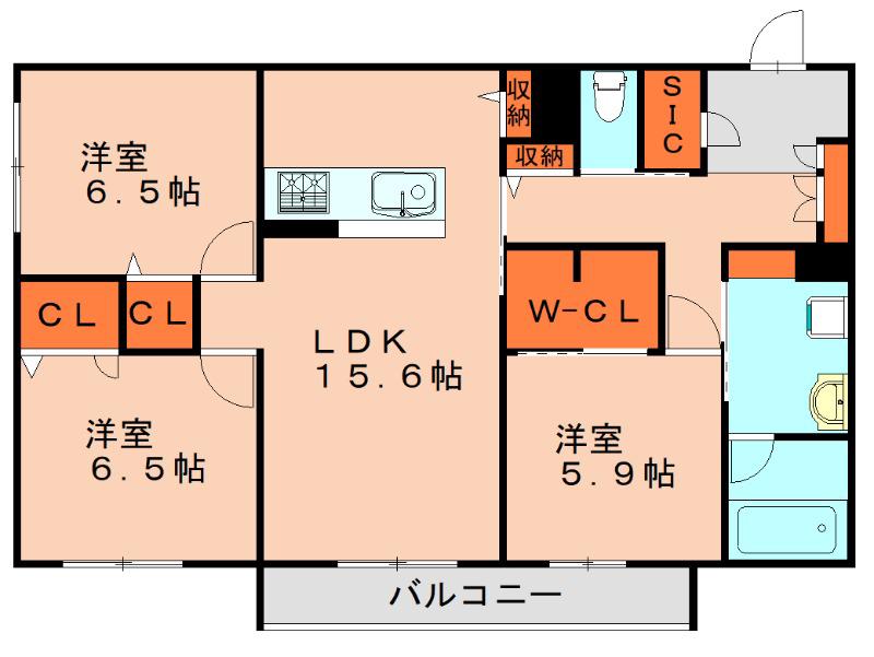 メゾン・ド・ボヌール(3LDK/1階)の間取り写真