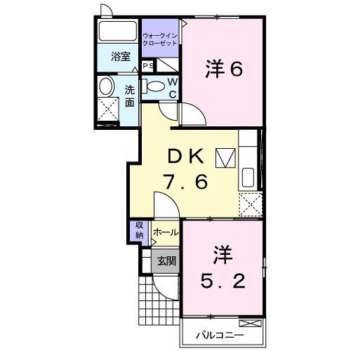 サンヒルズ金谷台I(2DK/1階)の間取り写真