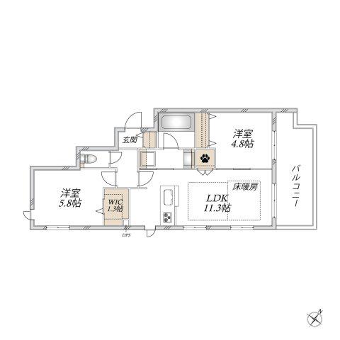 シャンテイル幡ヶ谷(2LDK/3階)の間取り写真