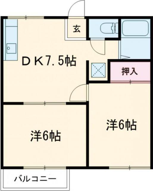 コーポサンピアA棟(2DK/1階)の間取り写真