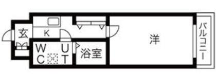 ベルエアー江上(1K/1階)の間取り写真