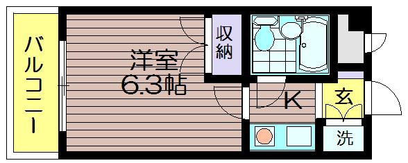 ビラオンズ千歳台(1K/3階)の間取り写真