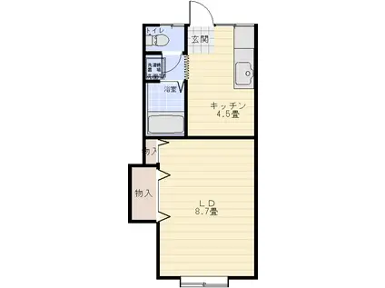 ユースピア昼寝(1K/1階)の間取り写真